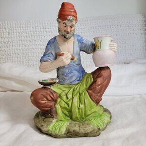 Vintage porcelain figurine Potter Bearded Man Painter painting vase pitcher EUC